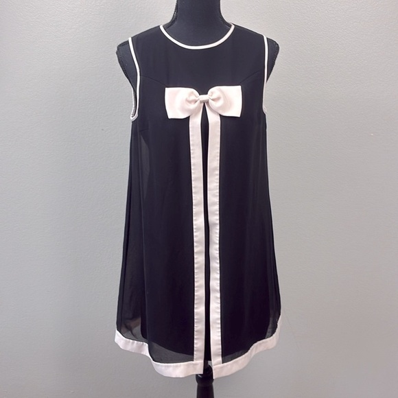 Ted Baker Josa Mini Swing Dress Black/Pale Pink Bow Detail Sleeveless Coquette 6 - Picture 3 of 12